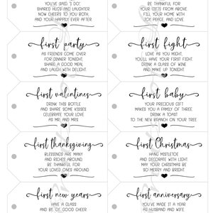 Marriage Milestone wine gift tags. Instant download printable. Rustic wedding firsts gift for bride groom. Bridal shower cards. Wine labels. image 4