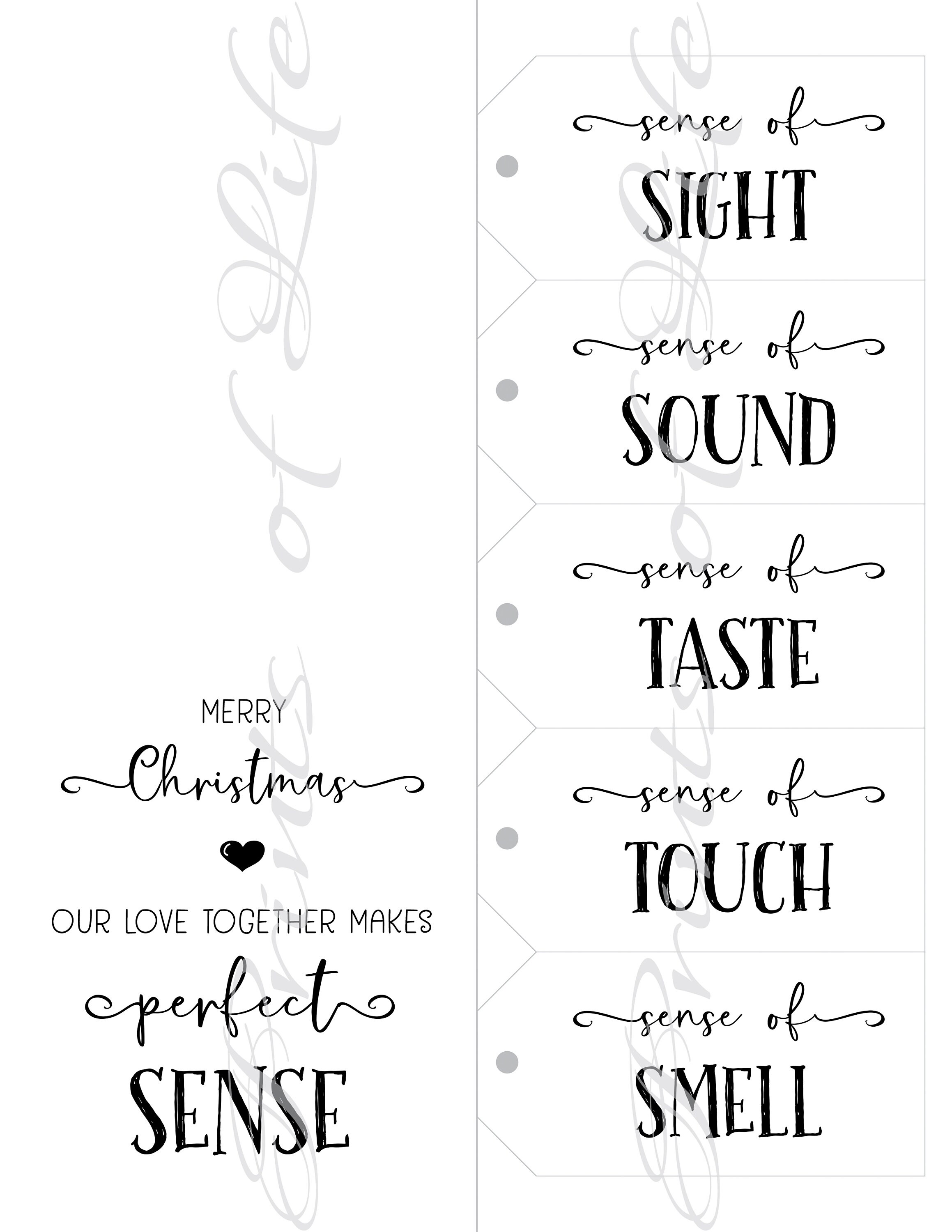 5 senses gift tags card five senses birthday or christmas etsy