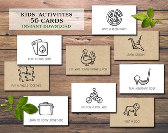 Kids Activity Cards. Instant download printable. Children's activities. Coupon book. Christmas gift. Date night ideas. Easter basket.