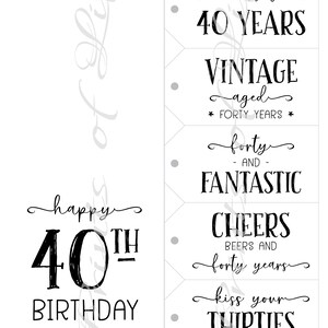 40th Birthday Card &amp; Gift Tags. Instant Download Printable. Big 40 ...