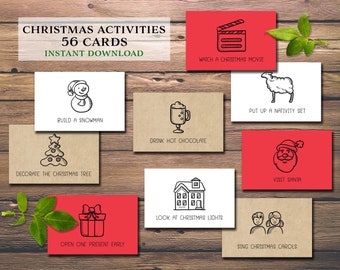 Christmas Activity Cards. Instant download printable. Kids activities. Coupon book. Stocking stuffer. Date night ideas. Advent calendar.