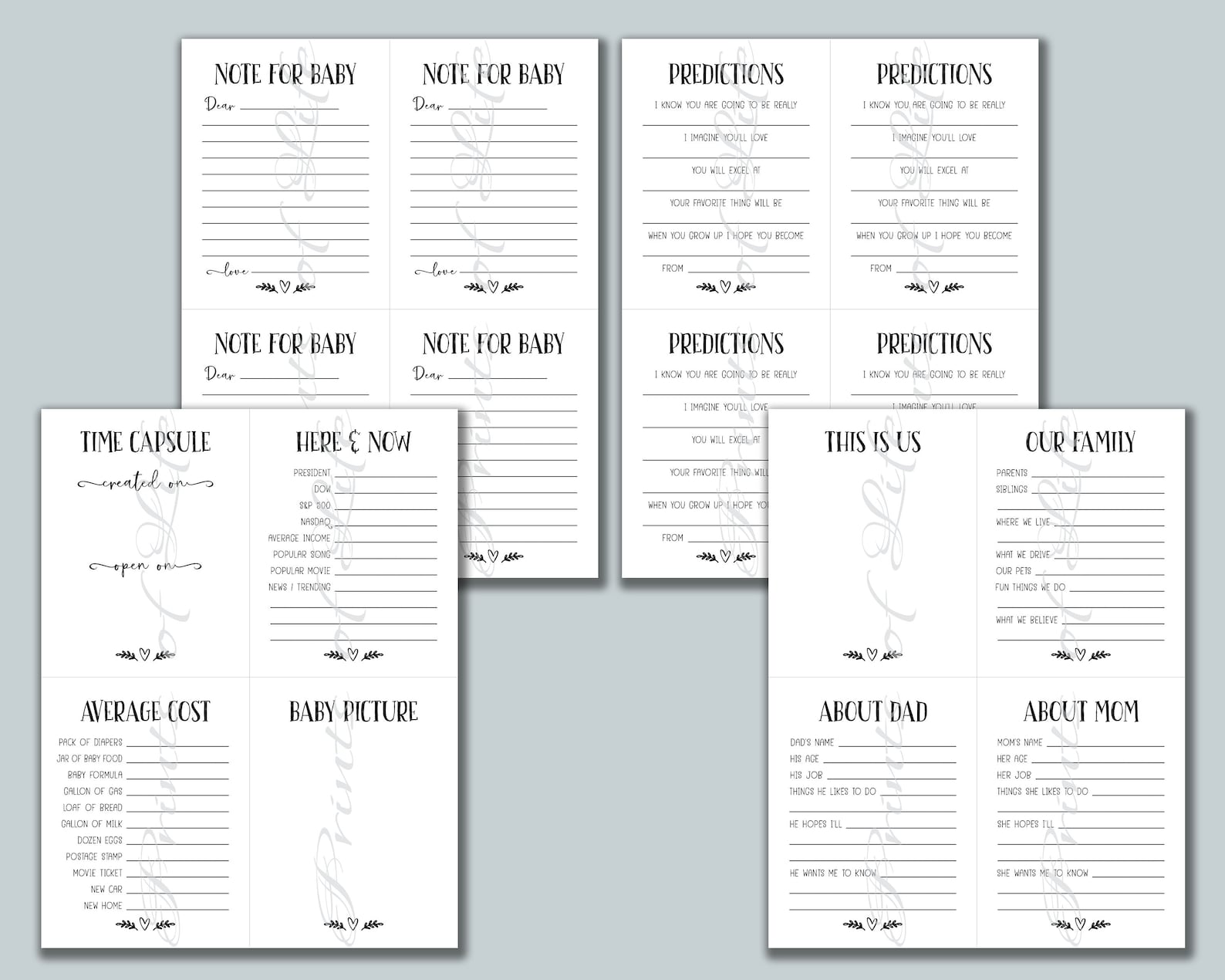 Baby Time Capsule. Instant Download Printable. Baby Shower - Etsy