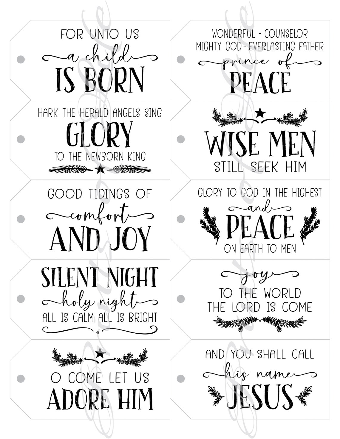 Christmas Gift Tags. Christian Song & Bible Verse. Instant Etsy