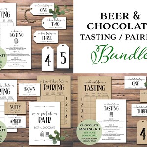 Dégustation de bière et de chocolat - Ensemble d'accords. Téléchargement instantané imprimable. Trousse de fête. Cartes de pointage, signe, étiquettes. Girls Guys Night, idée de rendez-vous galant
