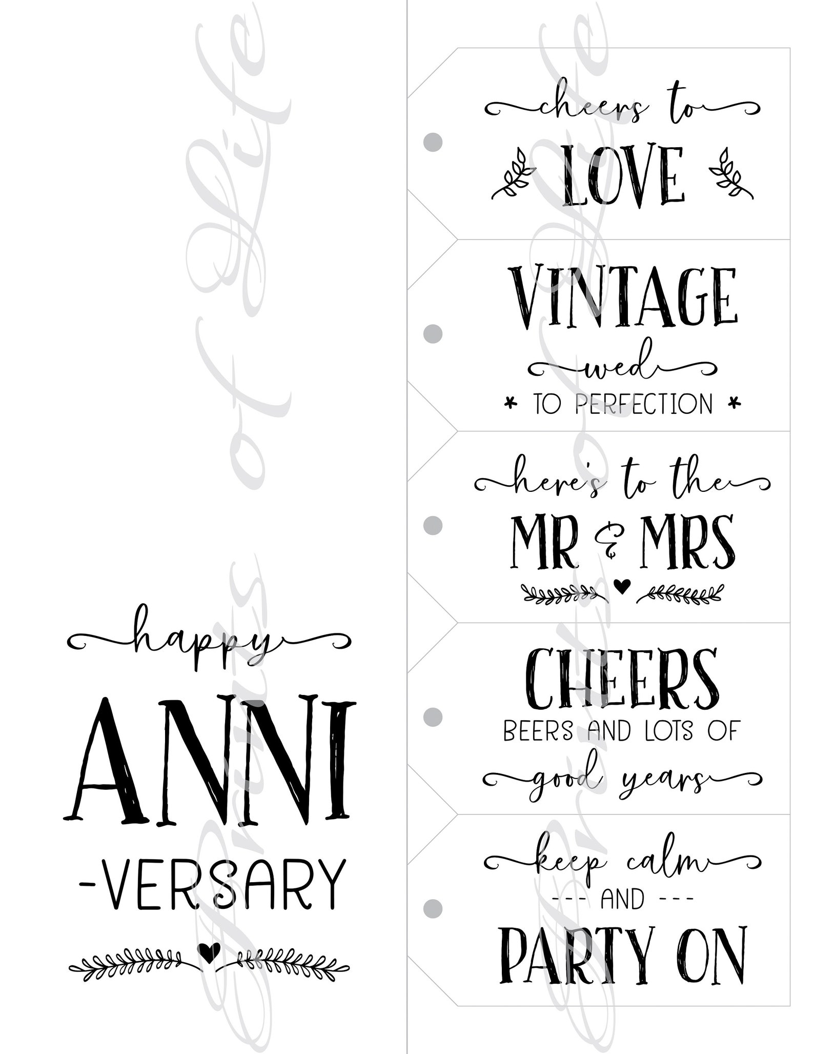 Anniversary Card &amp; 15 Gift Tags. Instant Download Printable. - Etsy UK