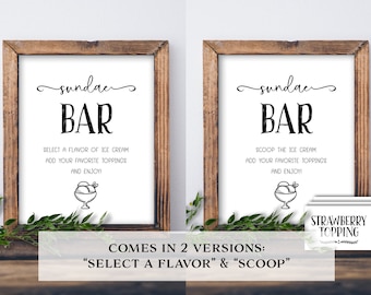 Eisbecher Bar Schild. Sofortiger Download zum Ausdrucken. Eis gesellige Tischdekoration. Baby Bridal Shower Hochzeit Geburtstag Jubiläum. Familientreffen