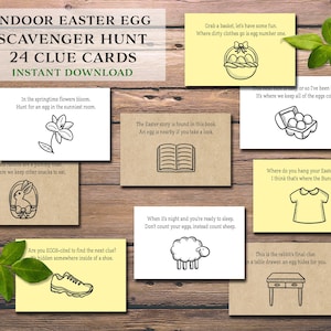 Indoor Ostereiersuche. Sofortiger Download zum Ausdrucken. Schnitzeljagd. Kinderheimaktivität. Schatzsuche Spiel. Rund ums Haus Hinweiskarten.