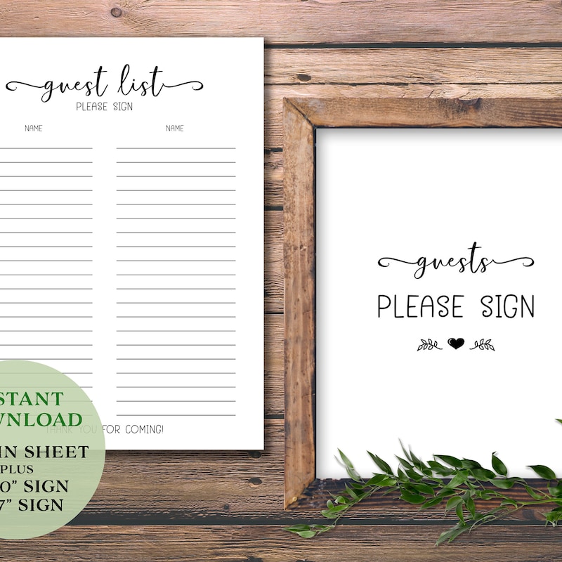 Guest Sign in Sheet - Etsy