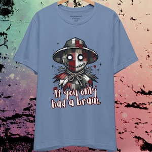 Blutige Vogelscheuche Halloween Unisex T-Shirt, gruselige Vogelscheuche Shirt, Halloween Ästhetik, Vogelscheuche Top, gruselige Bauernhaus T-Shirt, Halloween