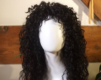 Curly Shag Black Synthetic Lace Front Wig