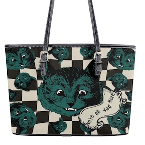 Torba z nadrukiem Kota z Cheshire ze skóry | Alicja w Krainie Czarów