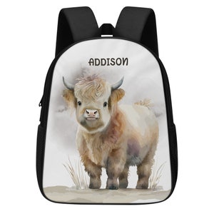 Personalized Cow Backpack: 13 Inch Nylon School or Travel Bag / Toddler custom backpack