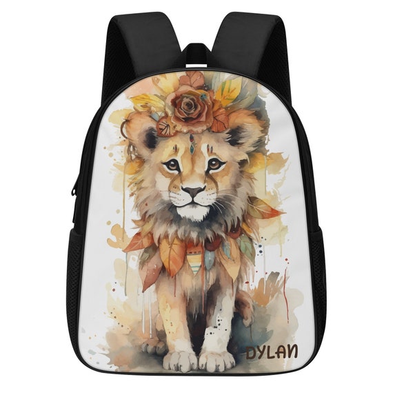 Personalized Lion Cub Backpack: Boho Kids School Bag - Etsy display picture 2