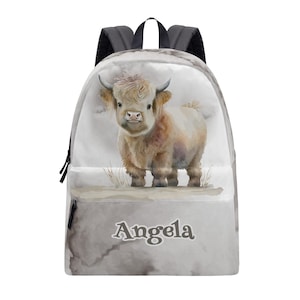 Personalized Backpack with Highland Cow Design