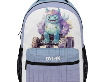 Personalized Monster Truck Backpack: Kids Travel Bag