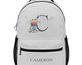 Personalized Cow Kids Backpack, Travel Bag, School bag, Custom Nappy Bag, Cow design backpack, cow baby shower gift, cow baby gift