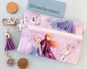Frozen 2 Anna Elsa Olaf Pouch -  Disney Princess Coin Purse - Period kit - Card Holder - Keyring - Lip Balm Case