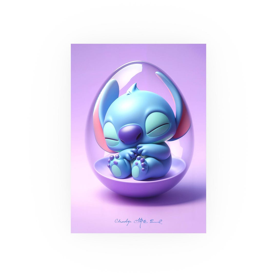 Sleeping Stich Blue Alien Egg Poster , Nursery Wall Art, Kids Room ...