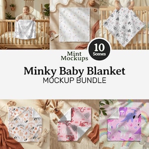 Minky Baby Lovey Blanket Mockups Bundle, Canva Printify Smart Objects (Digital Download PNG PSD)