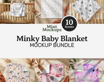 Minky Baby Lovey Blanket Mockups Bundle, Canva Printify Smart Objects (Digital Download PNG PSD)