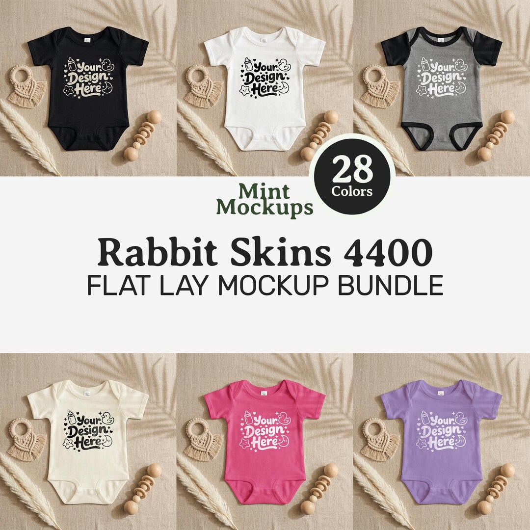 Rabbit Skins 4400 Baby Bodysuit Mockup Bundle | Boho Gender Neutral ...