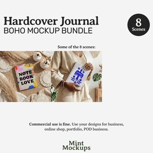 Hardcover Journal Mockups Bundle, Easy Matte Planner Notebook Canva Printify (Digital Download PNG) image 4