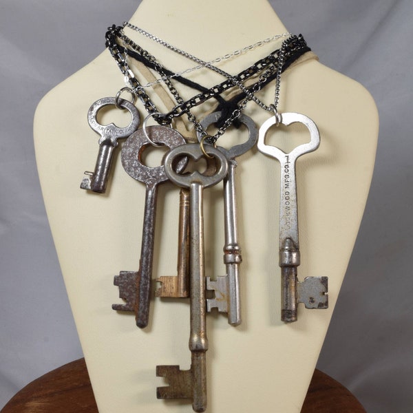 Skeleton Key Necklace | Genuine Vintage Antique Key | Hemp Cord Lock Pendant | Goblincore Jewelry