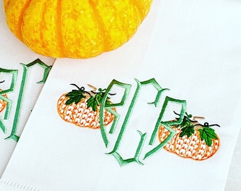 Embroidered Chinoiserie Pumpkin Hand Towel