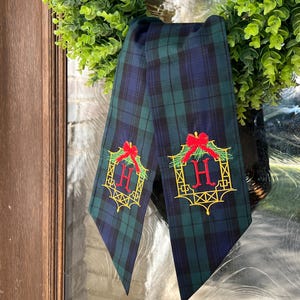Embroidered Christmas Wreath Sash: Nutcracker & Merry Christmas - Cotton Door Hanger