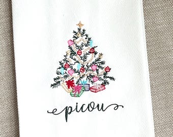 Monogrammed Christmas Tree  Hand Towel
