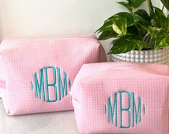 Personalized Monogrammed Waffle Cosmetic Bag