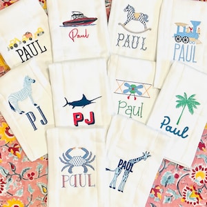 Paño para eructar bordado / Paños para eructar con monograma / Regalo para bebé / Pañal de tela / Baby Shower / Bebé niño / Bebé niña /