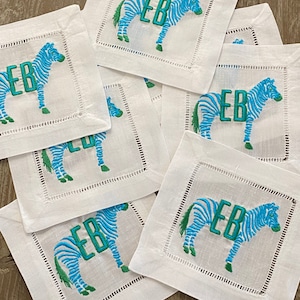 Monogrammierte Zebra Cocktail Servietten