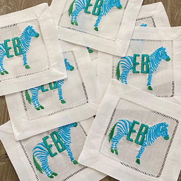 Monogrammierte Zebra Cocktail Servietten