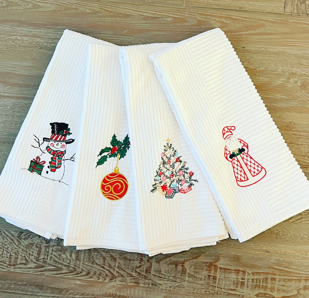 Christmas Dish Towel Christmas Decor Monogrammed Towel Etsy