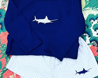 Boys long sleeve and gingham shorts Marlin Set