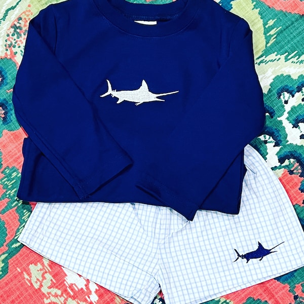 Jungen Longsleeve und Vichy Shorts Marlin Set