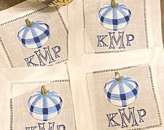 Monogrammed Chinoiserie Pumpkin Cocktail Napkins