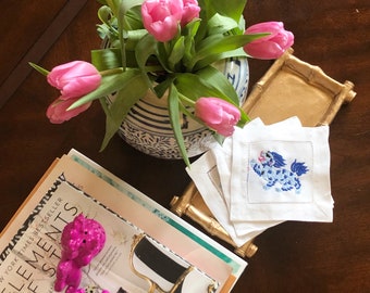 Monogrammed FOO DOG  Cocktail Napkins