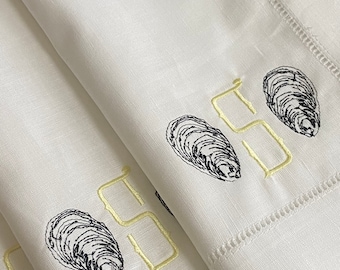 Serviette de table monogrammée Huître