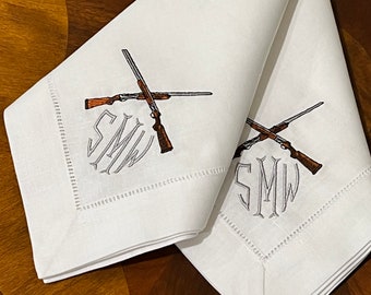 Monogrammed Shotgun Linen/Cotton Dinner Napkin
