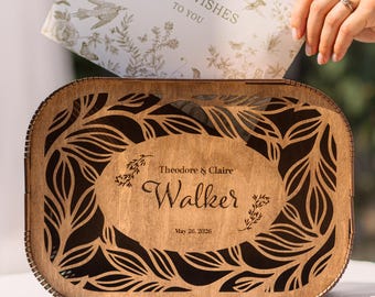 Personalized Wedding Card Box with Slot, Wedding Rustic Decor. Box for Gift Cards from Guests, Custom Fall Wedding Decor