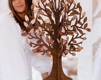 Custom Wooden Tree Guest Book Alternative – Personalized Wedding Keepsake, Rustic Decor