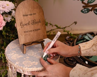 Personalized Wooden Tree Guest Book, Wedding Keepsake, Anniversary Gift