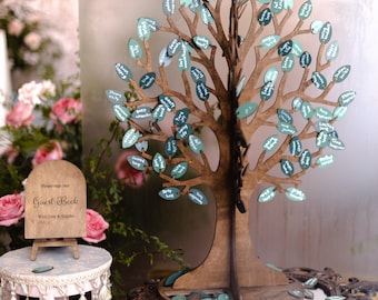 Custom Rustic Wedding Tree Guest Book Alternative – Hanging Wooden Leaves Sign-In, Personalized Wedding Decor