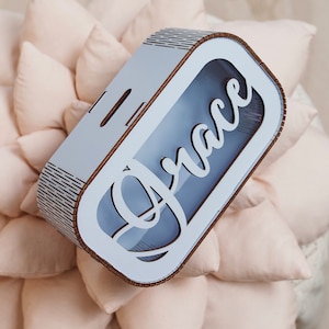 Alcancía de madera y acrílico personalizada, caja de regalo para baby shower, alcancía con monedas, regalos únicos para niños pequeños, decoración de habitación para niños, segundo cumpleaños