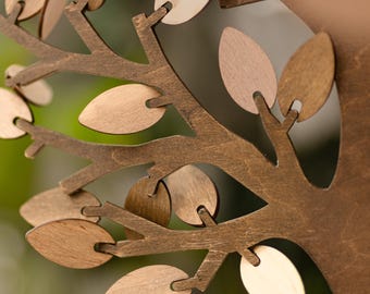 Custom Rustic Wedding Tree Guest Book Alternative – Hanging Wooden Leaves Sign-In, Personalized Wedding Decor