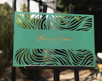 Personalized Laser Cut Wedding Welcome Sign, Rustic Wood Decor, Custom Names Date