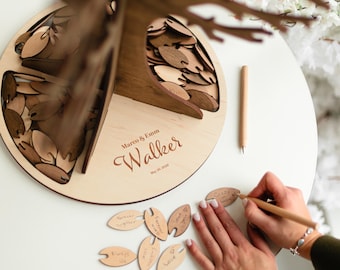 Personalized Wooden Tree Guest Book Alternative – Personalized Wedding Keepsake, Rustic Decor