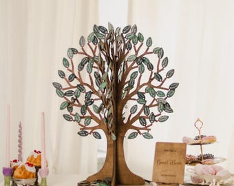 Personalized Wooden Wishing Tree Guest Book Alternatives – Rustic Boho Wedding Decor Leaves